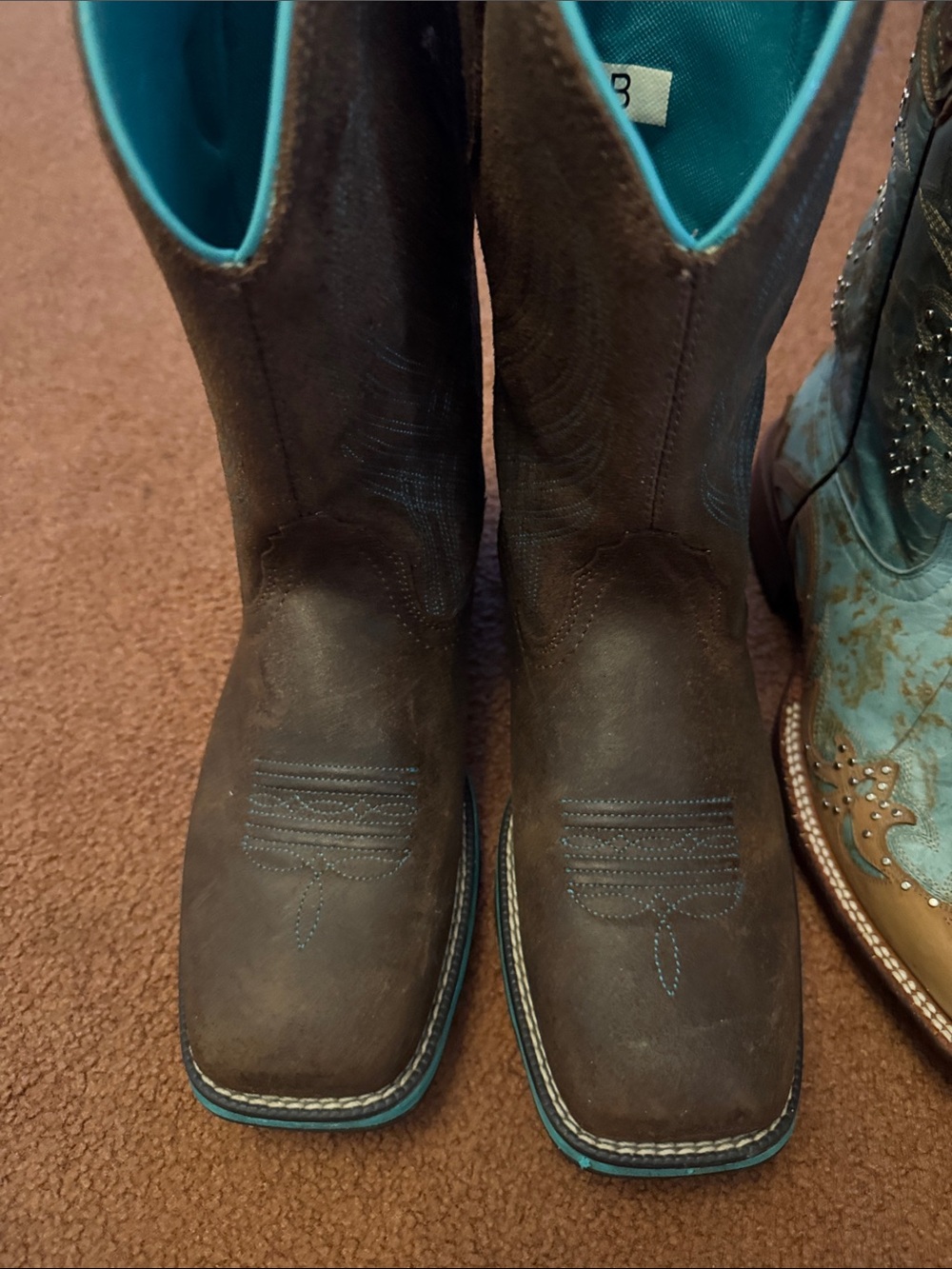 Ariat Brown  Riding Boots with Teal Trim